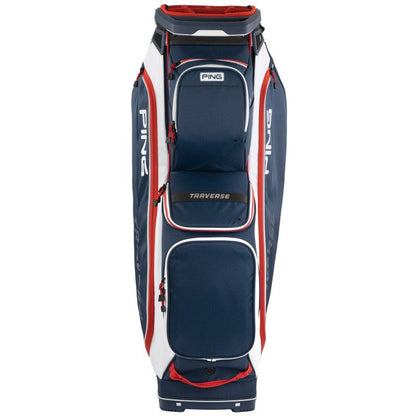Ping Traverse Cart Bag - Navy, White & Red