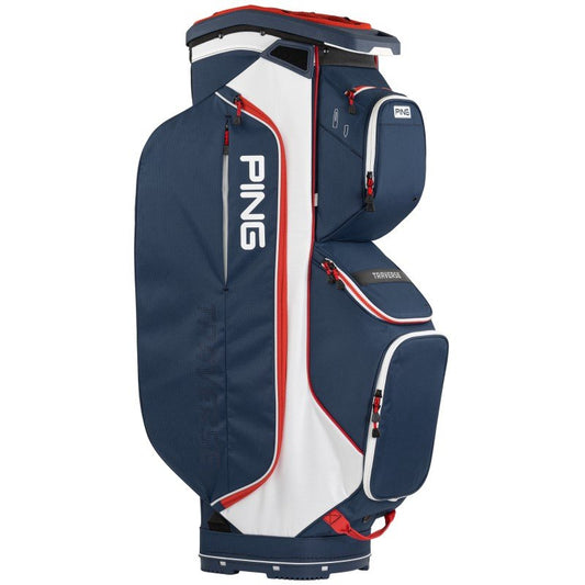 Ping Traverse Cart Bag - Navy, White & Red